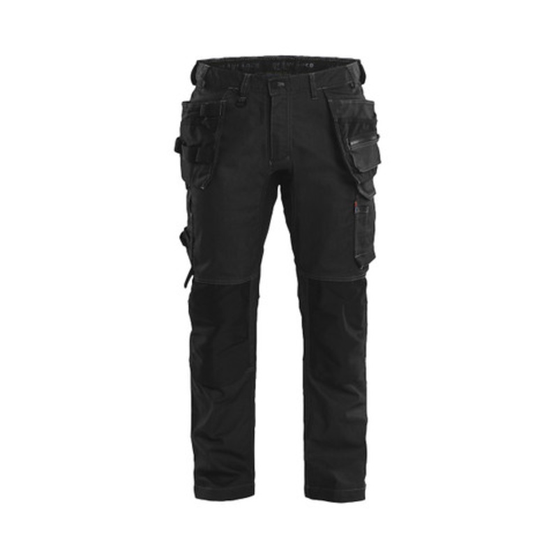 BLAKLADER Trousers | 1750 Black Craftsman Trousers with Holster Pockets and Kneepad Pockets in Denim with Stretch
