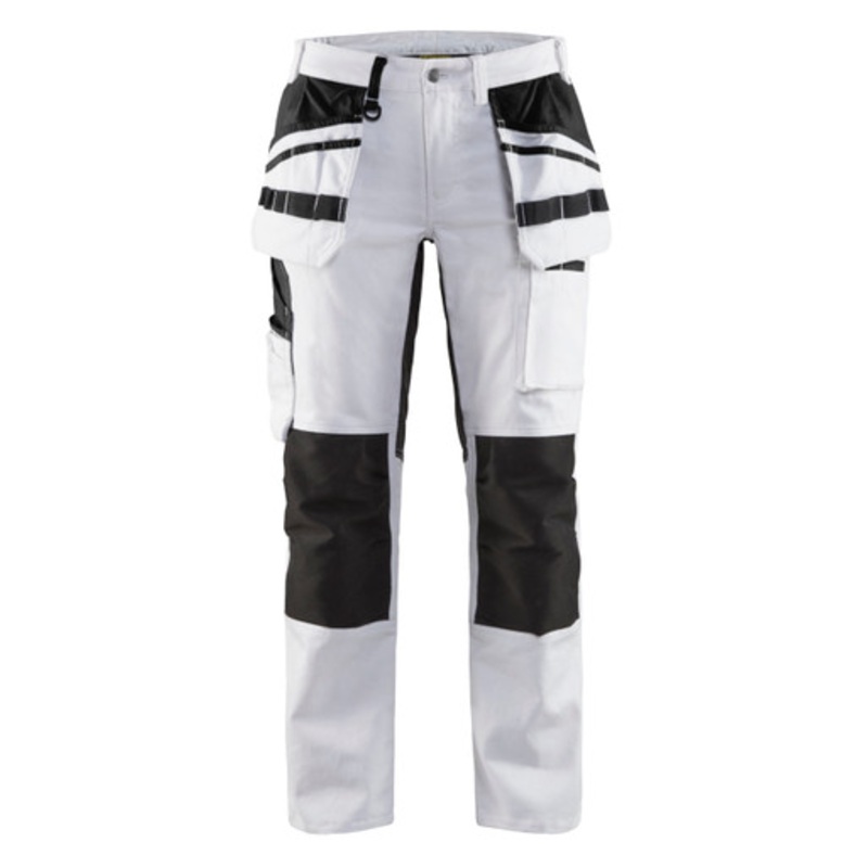 BLAKLADER Trousers | 7910 Womens Painters White Trousers with Kneepad Pockets with Holster Pockets Canvas with Stretch
