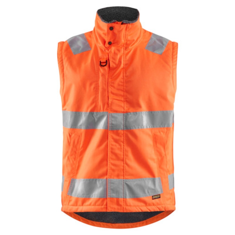 BLAKLADER Vest | 3870 High Vis Orange Winter Vest with Reflective Tape and Water Resistant in Pile Lining