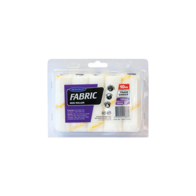 MONARCH Paint Roller | MINI 100mm Paint Roller 10mm Nap in 10 Pack in Fabric