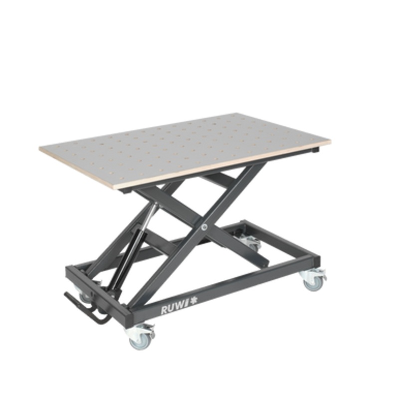RUWI Lifting Table | 300kg Rated HPL Perforated Top with 20mm Hole