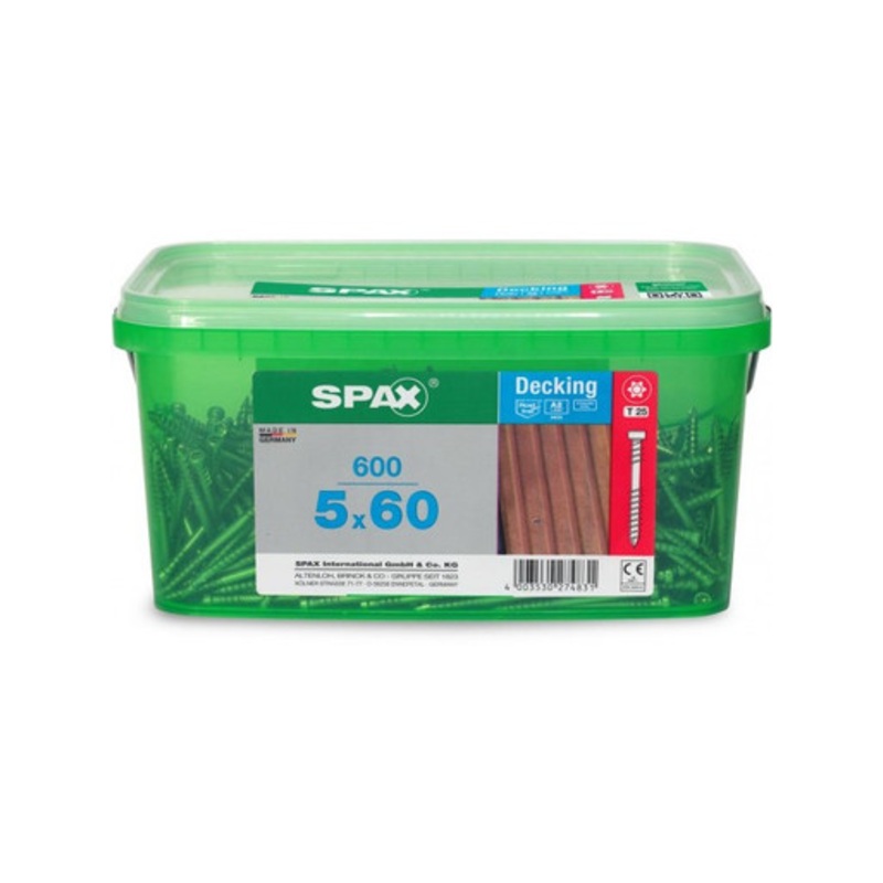 SPAX Screws | 5mm T25 Cylindrical Head Decking Screws 60mm Value Pack with Secondary Thread in A2 304 Stainless Steel