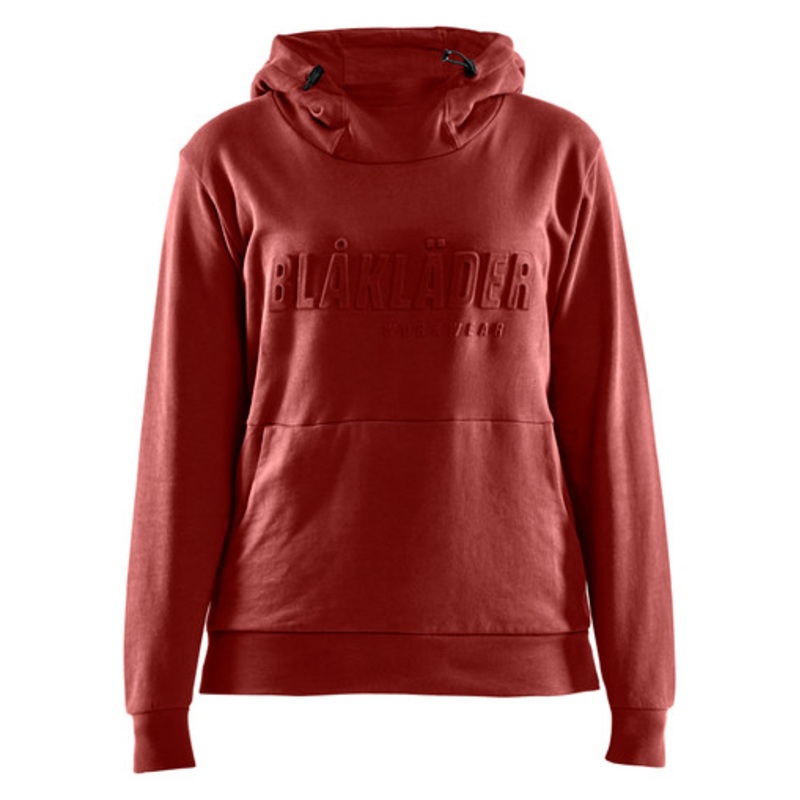 BLAKLADER Hoodie | 3560 Burned Red Womens Hoodie with Kangaroo Pocket and 3D Logo in Cotton