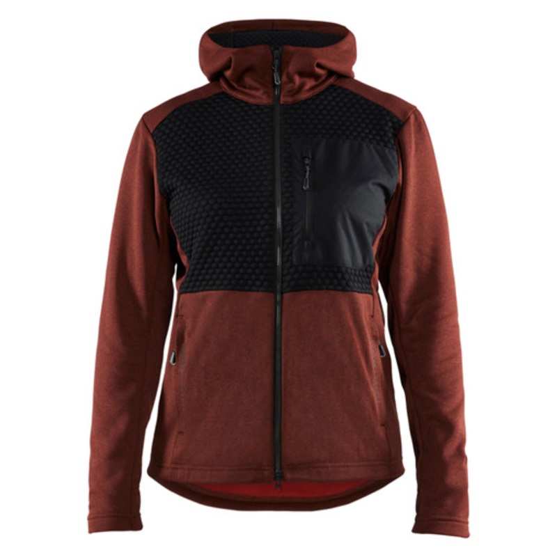 BLAKLADER Hoodie Jacket | 3542 Burned Red Womens Jacket Hoodie with Full Zip and in Polyester
