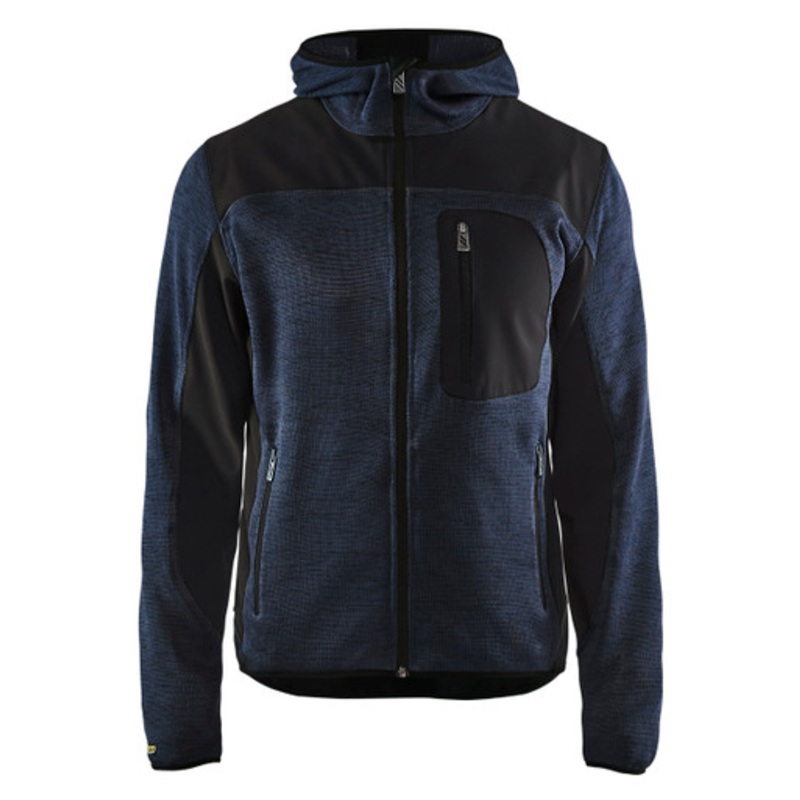 BLAKLADER Hoodie Jacket | 4930 Dark Navy Blue Jacket Hoodie with Full Zip and Knitted in Polyester