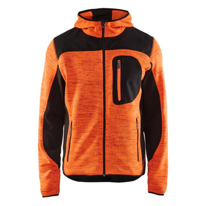 BLAKLADER Hoodie Jacket | 4930 High Vis Orange Jacket Hoodie with Full Zip and Knitted in Polyester