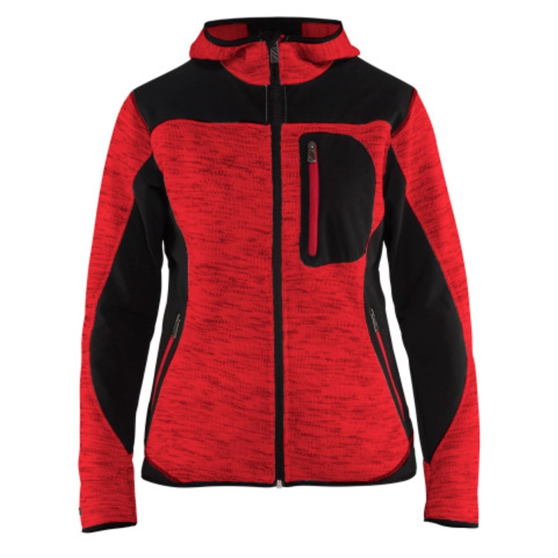 BLAKLADER Hoodie Jacket | 4931 Red Womens Jacket Hoodie with Full Zip and Knitted in Polyester