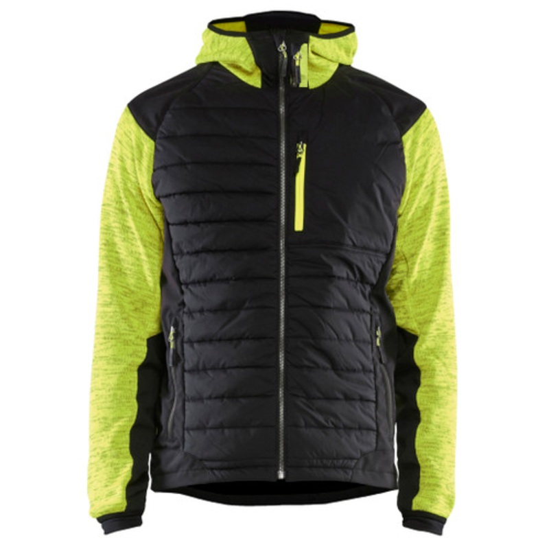BLAKLADER Hoodie Jacket | 5930 High Vis Yellow Hoodie Jacket with Hybrid Insulated and Knitted in Polyester