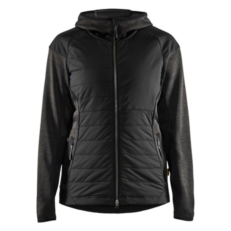 BLAKLADER Hoodie Jacket | 5931 Dark Grey Womens Hoodie Jacket with Hybrid Insulated and Knitted in Polyester