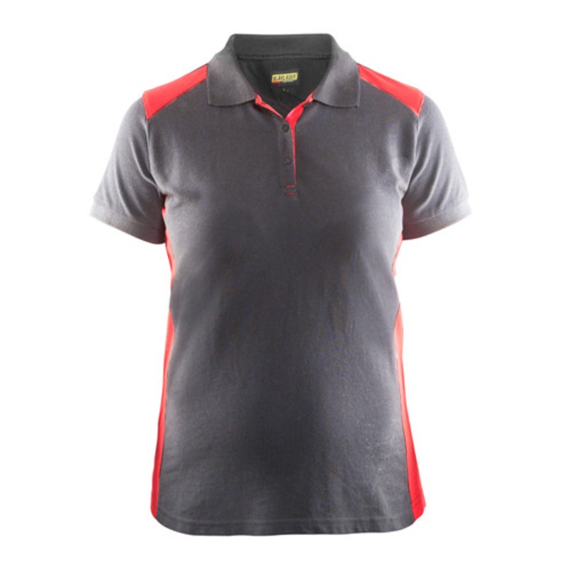 BLAKLADER Polo Shirt  | 3390 Womens Grey / Red Profile Polo Shirt with Durable Poly/Cotton Blend