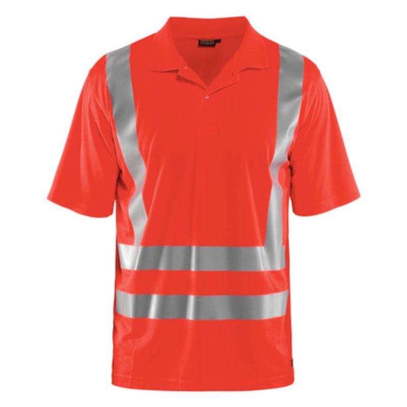 BLAKLADER Polo Shirt  | 3391 Mens High Vis Red UV Protection Profile T-Shirt with Reflective Tape Polyester
