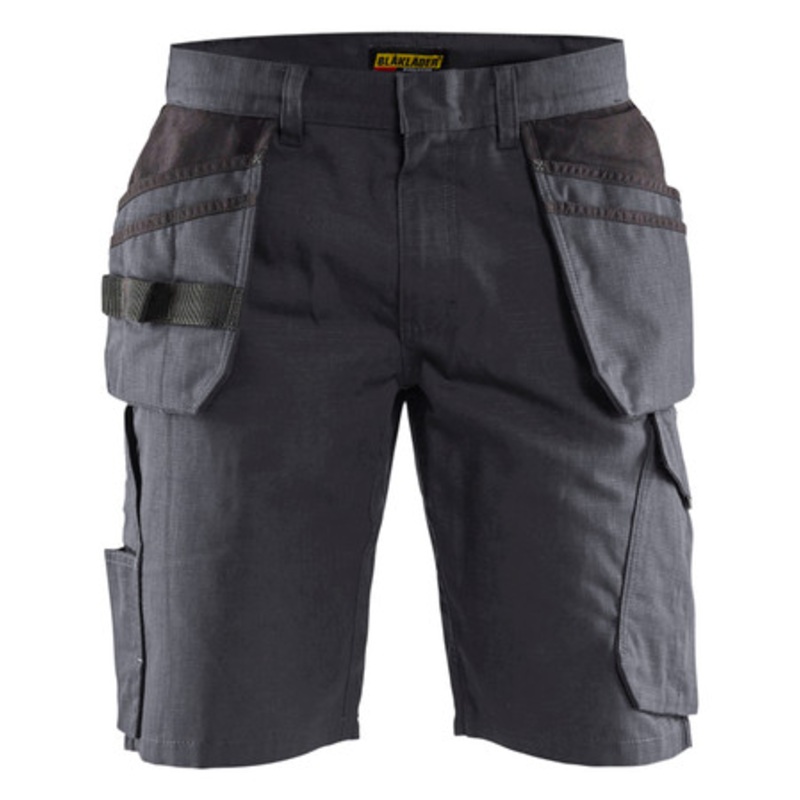 BLAKLADER Shorts | 1494 Service Stretch Mid Grey Shorts with Holster Pockets Rip-Stop with Stretch