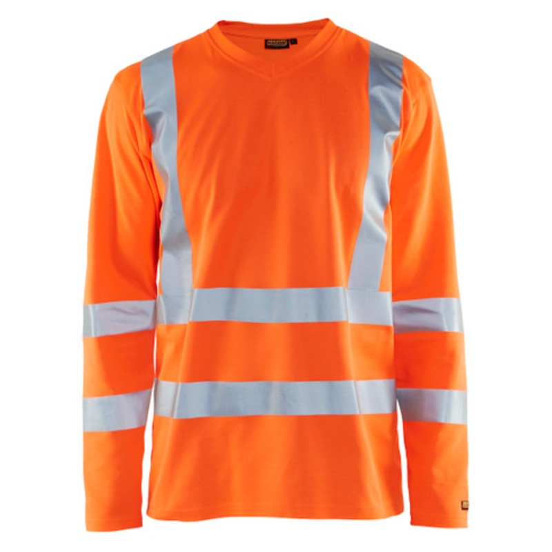 BLAKLADER T-Shirt  | 3381  High Vis Orange UV Protection Long SleeveT-Shirt with Reflective Tape Durable Poly/Cotton Blend