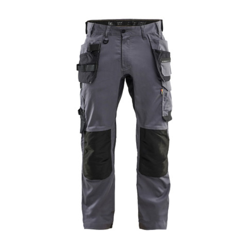 BLAKLADER Trousers | 1750 Grey Craftsman Trousers with Holster Pockets and Kneepad Pockets in Cotton with Stretch