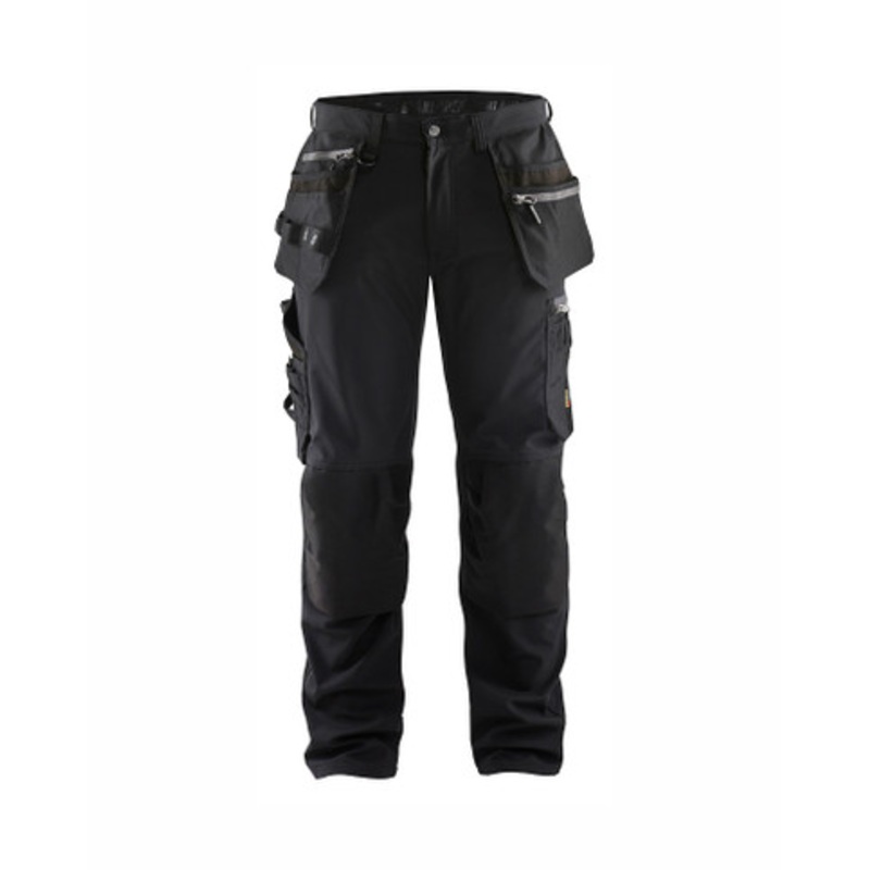 BLAKLADER Trousers | 1805 Winter Black Trousers with Kneepad Pockets and Holster Pockets Softshell