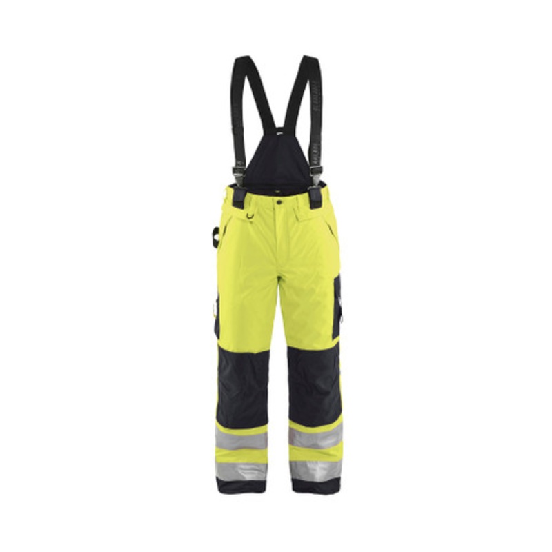 BLAKLADER Trousers | 1885 Mens Winter Shell High Vis Yellow / Black Trousers with Kneepad Pockets and Reflective Tape Polyester Waterproof