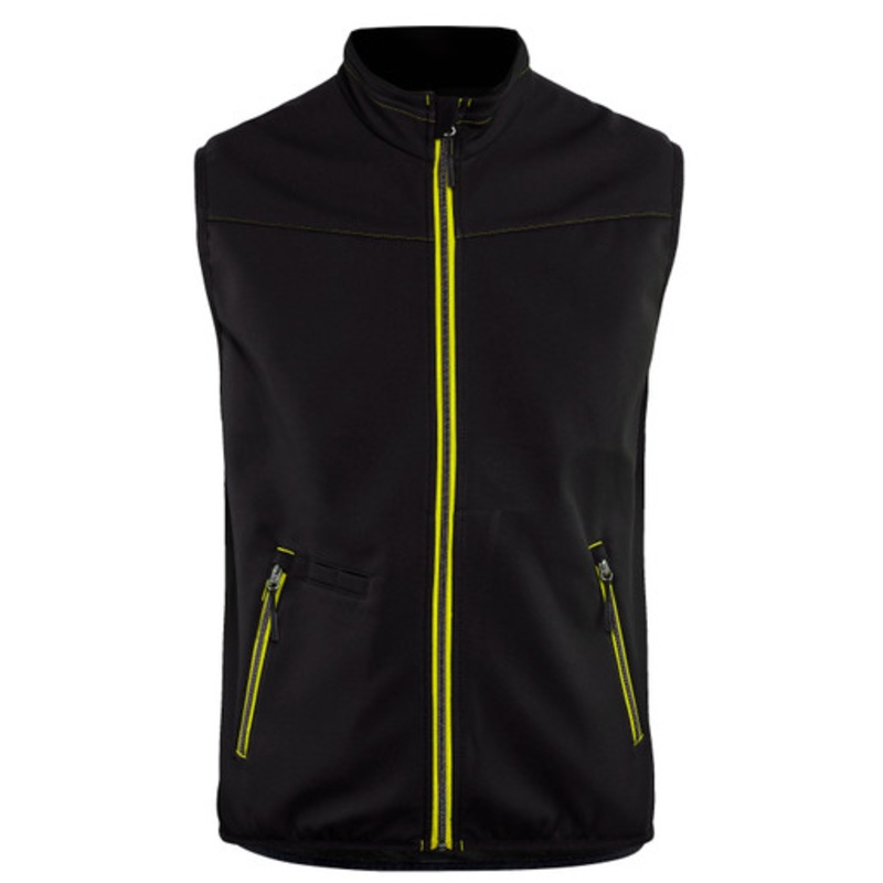 BLAKLADER Vest | 3850 Black/ Yellow Softshell Vest with Fleece Lining