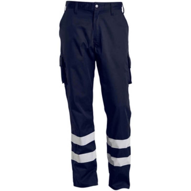 MASCOT Trousers | 17979 Navy Blue Service Trousers with Reflective Tape in Poly/Cotton Blend
