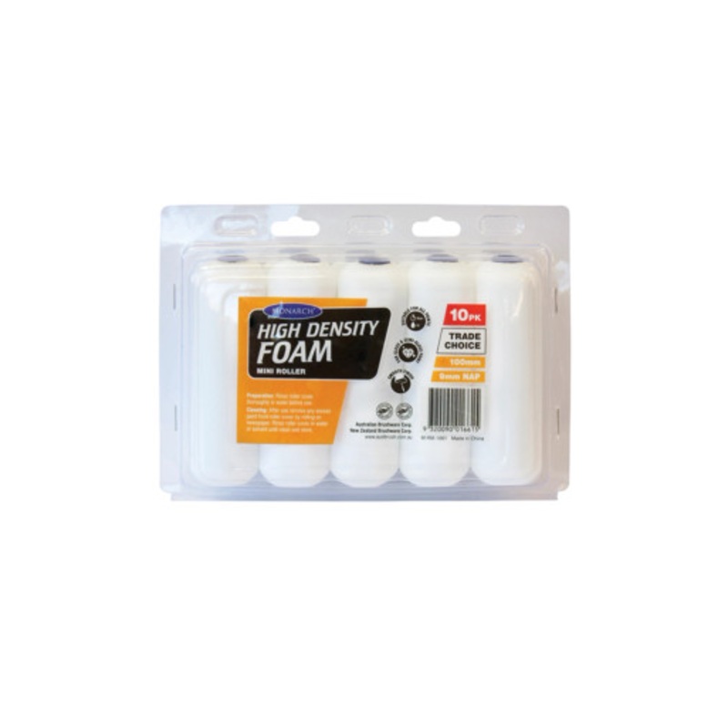 MONARCH Paint Roller | MINI 100mm Paint Roller 9mm Nap in 10 Pack High Density Foam