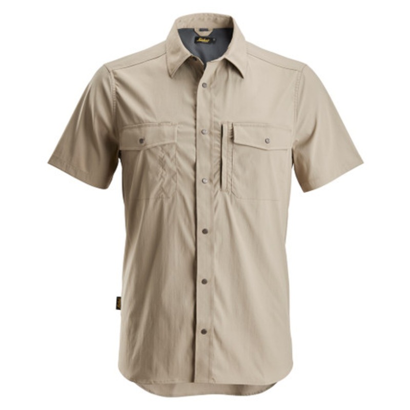 SNICKERS Shirt | 8520 Khaki LiteWork Shirt with Short Sleeve and UPF 50+ in Polyester