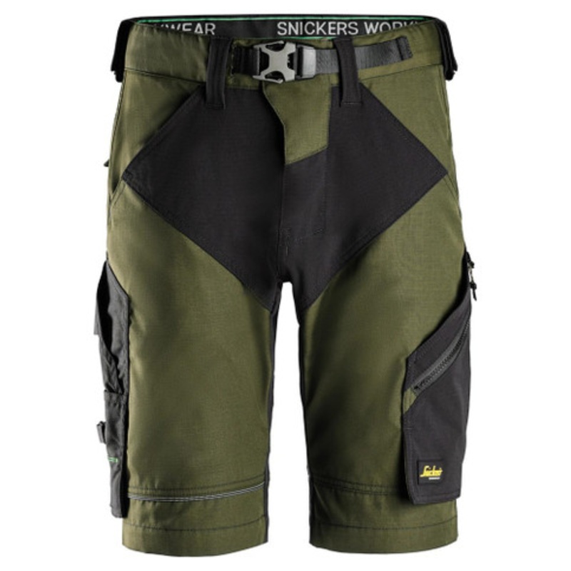 SNICKERS Shorts | 6914 Khaki Green FlexiWork Shorts with Ripstop and in Polyester