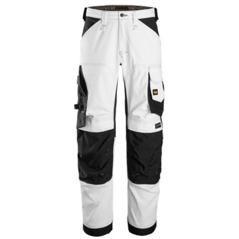 SNICKERS Trousers | 6351  Allround Work White Trousers with Kneepad Pockets and Cotton with Stretch