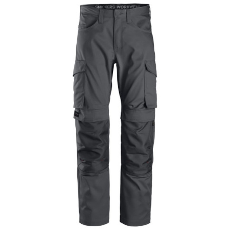 SNICKERS Trousers | 6801 Mid Grey Service Trousers with Kneepad Pockets and in Polyester/Cotton
