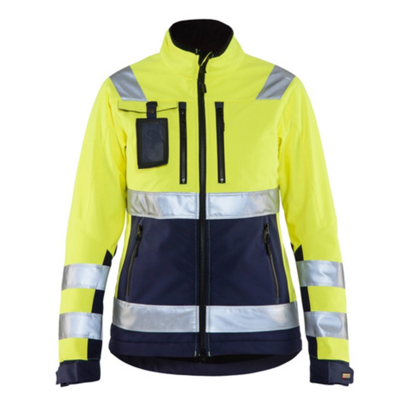 BLAKLADER Jacket | 4902 Womens High Vis Yellow /Navy Blue Jacket with Reflective Tape in Softshell