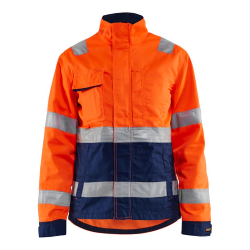 BLAKLADER Jacket | 4903 Womens High Vis Orange /Navy Blue Shell Jacket with Full Zip Reflective Tape in Polyester