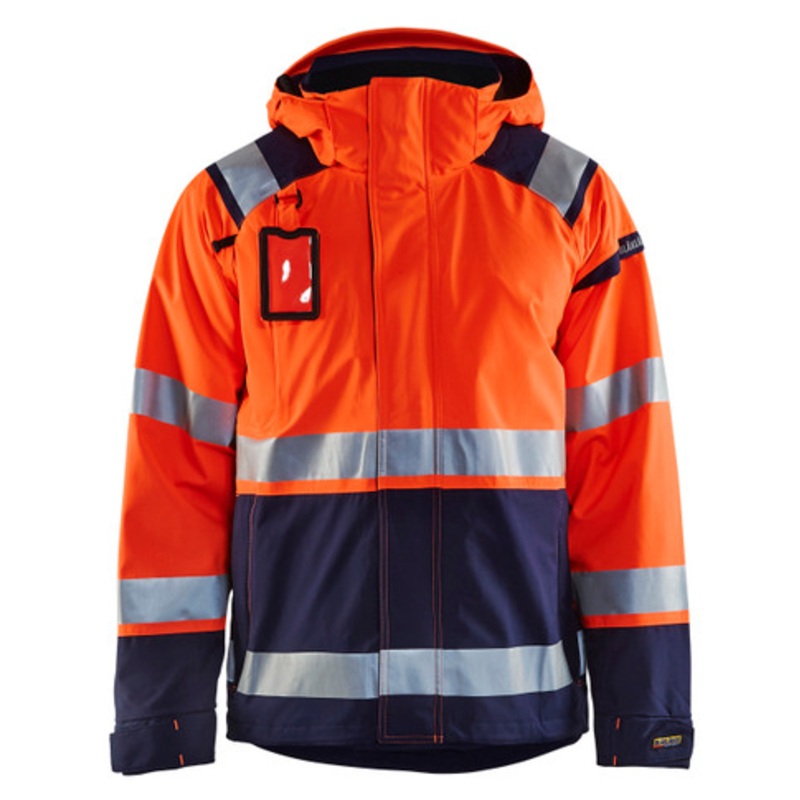 BLAKLADER Jacket | 4987 Mens High Vis Orange /Navy Blue Jacket with Full Zip and Reflective Tape in Polyester