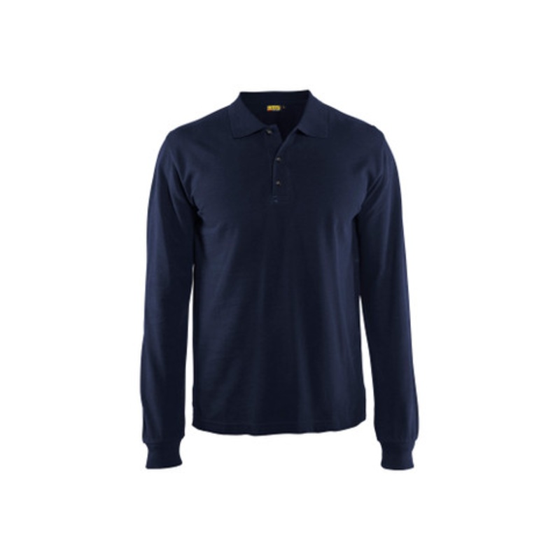 BLAKLADER Polo Shirt  | 3388 Mens Navy Blue Long Sleeve Polo Shirt with Durable Poly/Cotton Blend
