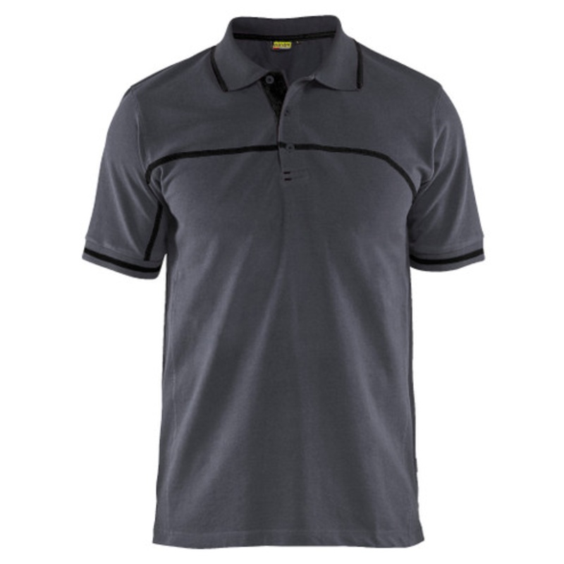 BLAKLADER Polo Shirt | 3389 Mens Mid Grey / Black Polo Shirt with Durable Poly/Cotton Blend