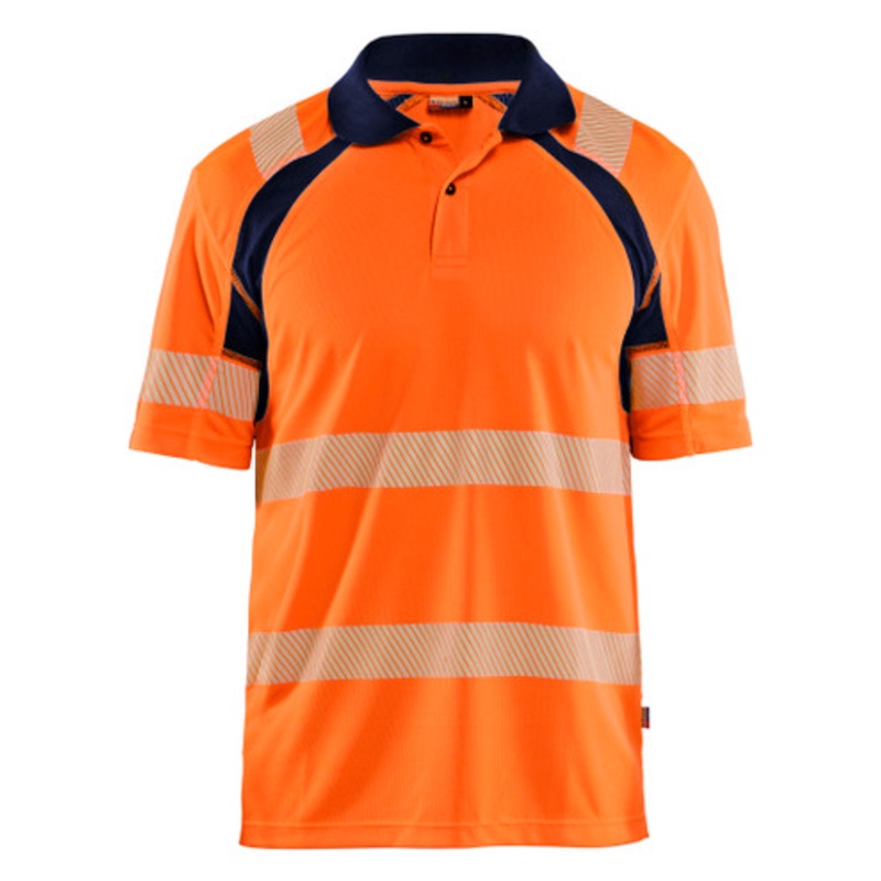 BLAKLADER Polo Shirt  | 3595  High Vis Orange UV Protection Profile Polo Shirt with Reflective Tape Polyester