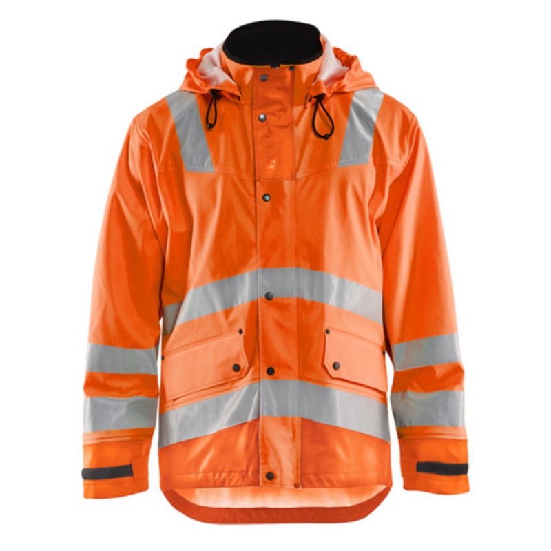 BLAKLADER Rain Jacket | 4327 High Vis Orange Craftsman Rain Jacket with Reflective Tape LEVEL 3 Waterproof