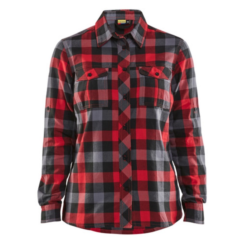 BLAKLADER Shirt  | 3209 Womens Red / Black Long Sleeve Flannel Shirt with Cotton