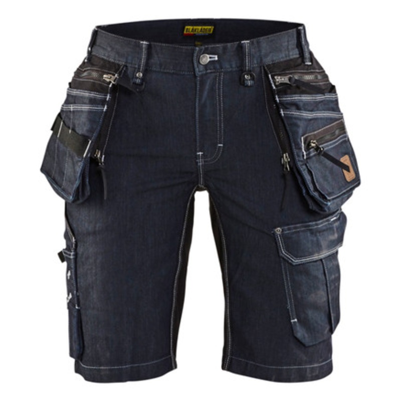 BLAKLADER Shorts | 7992 Womens Craftsman Navy Blue Shorts with Holster Pockets Denim with Stretch