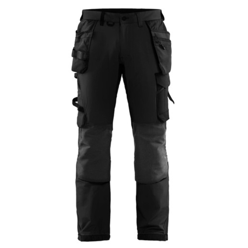 BLAKLADER Trousers | 1522  Craftsman Black / Dark Grey Trousers with Kneepad Pockets and Holster Pockets 4-Way Stretch
