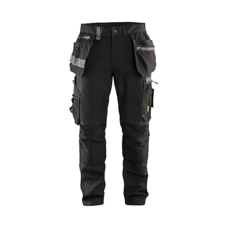 BLAKLADER Trousers | 1599  Craftsman Black Trousers with Kneepad Pockets and Holster Pockets Cotton with Stretch