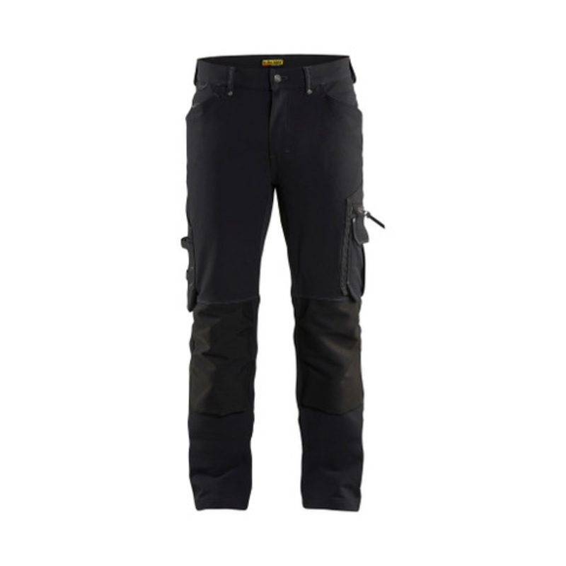BLAKLADER Trousers | 1989 Craftsman Black Trousers with Kneepad Pockets and 4-Way Stretch