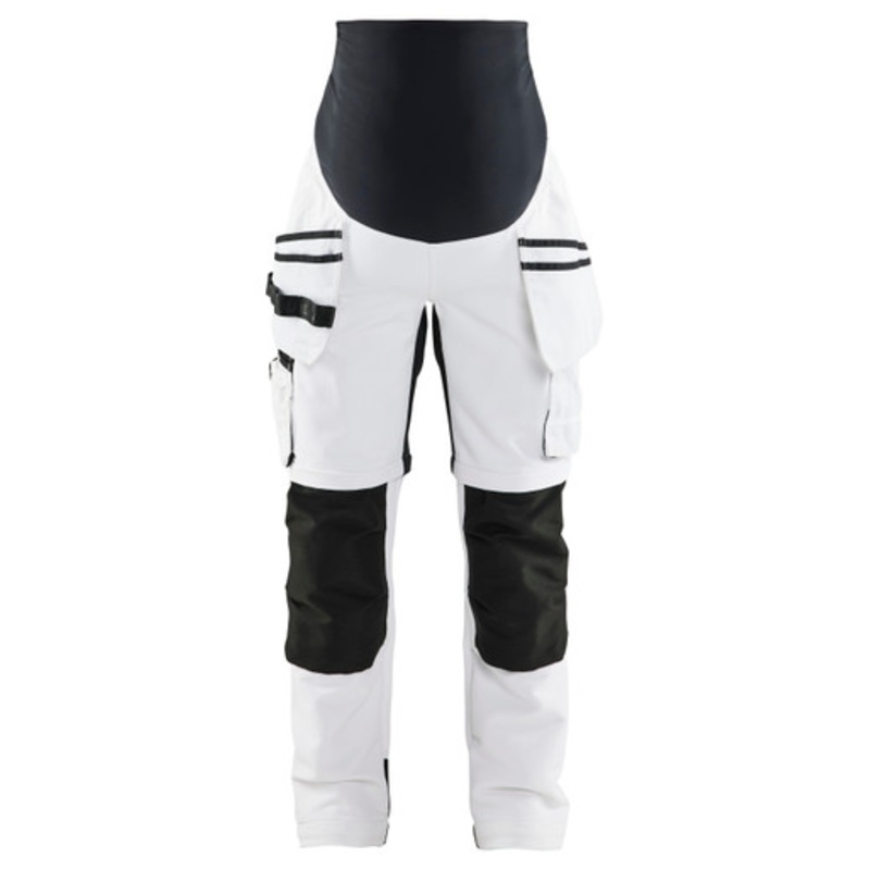 BLAKLADER Trousers | 7102 Womens Maternity Painters White Trousers with Kneepad Pockets and Holster Pockets 4-Way Stretch