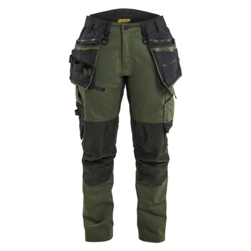 BLAKLADER Trousers | 7170 Craftsman Womens Forest Green Trousers with Holster Pockets and Kneepad Pockets in Cordura with Stretch
