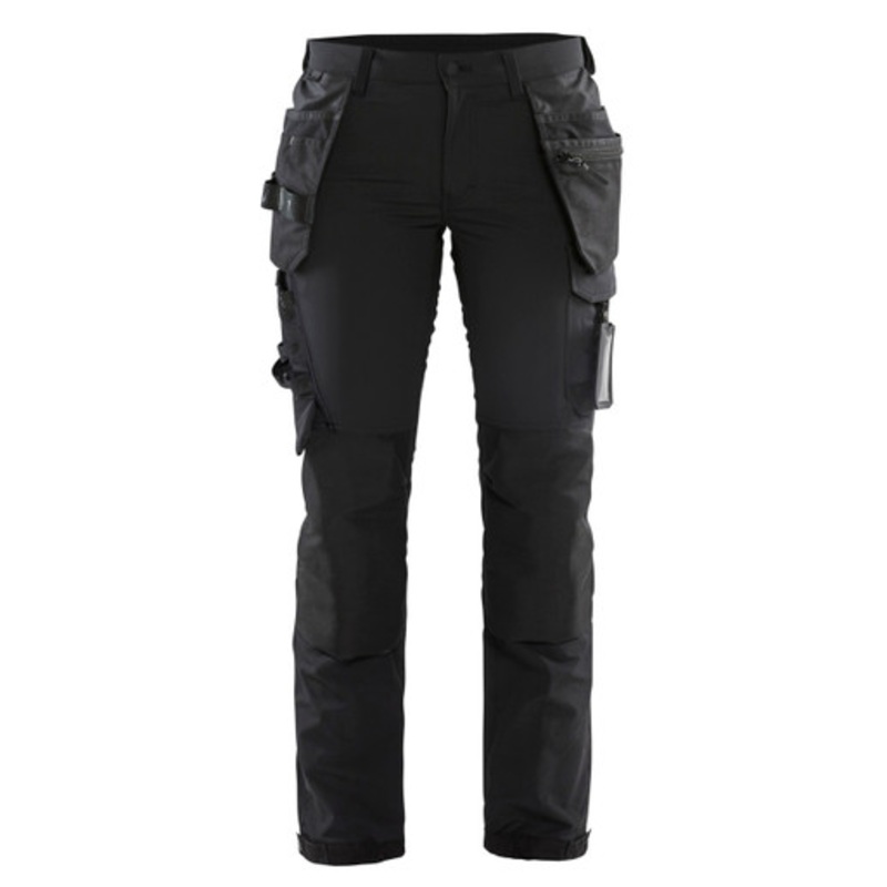 BLAKLADER Trousers | 7192 Womens Craftsman Black / Dark Grey Trousers with Kneepad Pockets Holster Pockets 4-Way Stretch