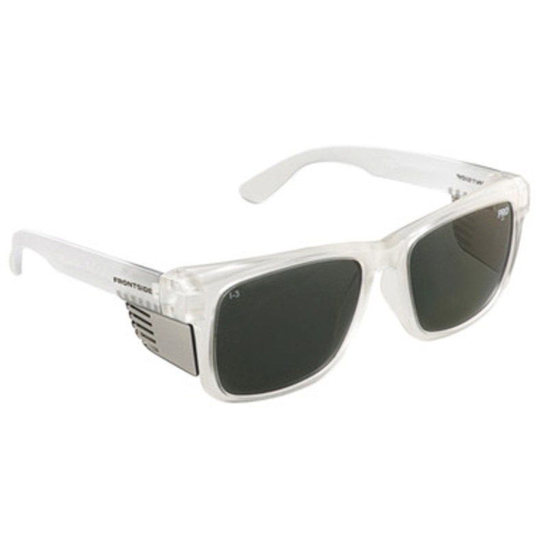PROCHOICE Safety Glasses | FRONTSIDE Polarised Smoke Lens Safety Glasses with Clear Frame and Side Shield