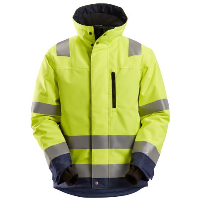 SNICKERS Jacket | 1130 High Vis Yellow/Navy Blue Winter Jacket with Reflective Tape and 37.5 in Polyester