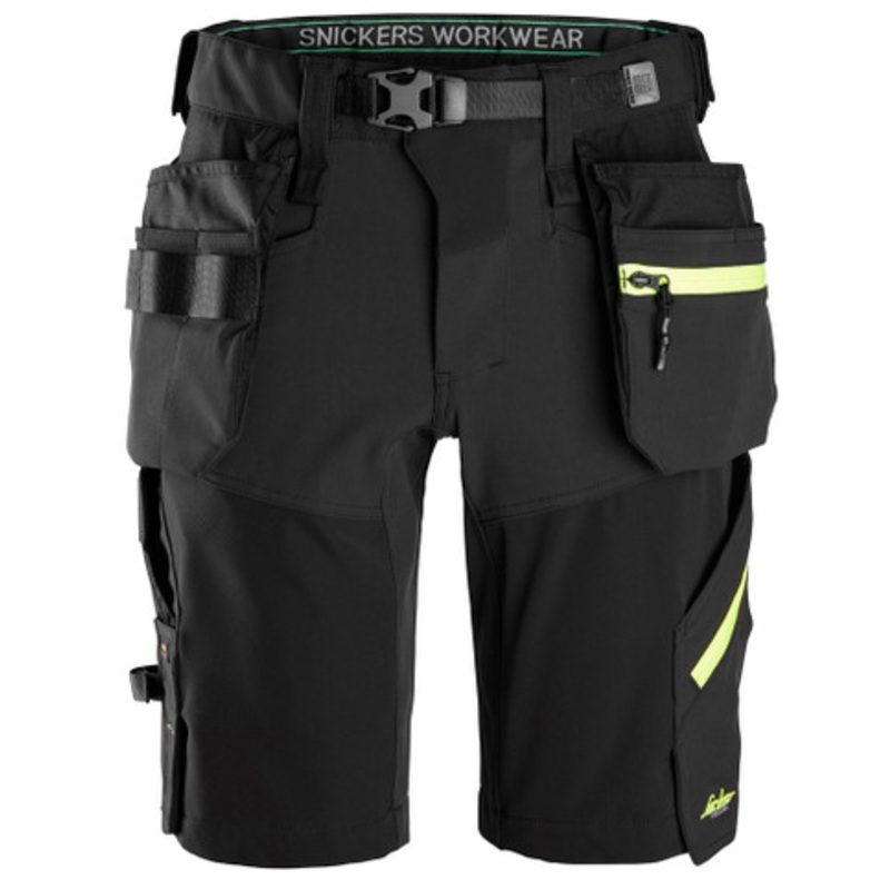 SNICKERS Shorts | 6140 Black FlexiWork Shorts with Holster Pockets and in 4-Way Stretch