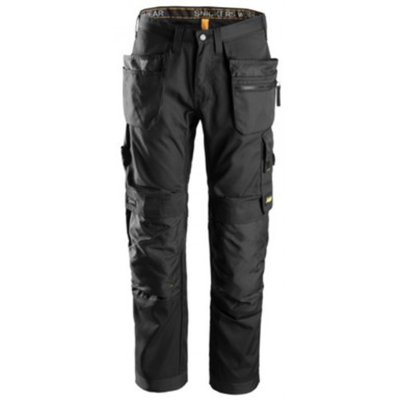 SNICKERS Trousers | 6200 Mens Black Allround Work Stretch Fit Trousers with Kneepad and Holster Pockets-SALE