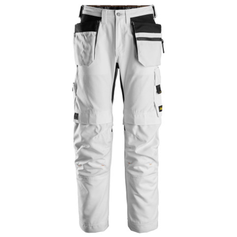SNICKERS Trousers | 6224 White Painters Trousers with Holster Pockets and Kneepad Pockets in Canvas