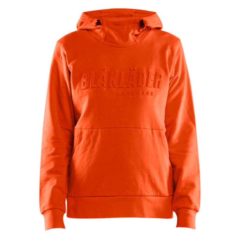 BLAKLADER Hoodie | 3560 Orange Red Womens Hoodie with Kangaroo Pocket and 3D Logo in Cotton
