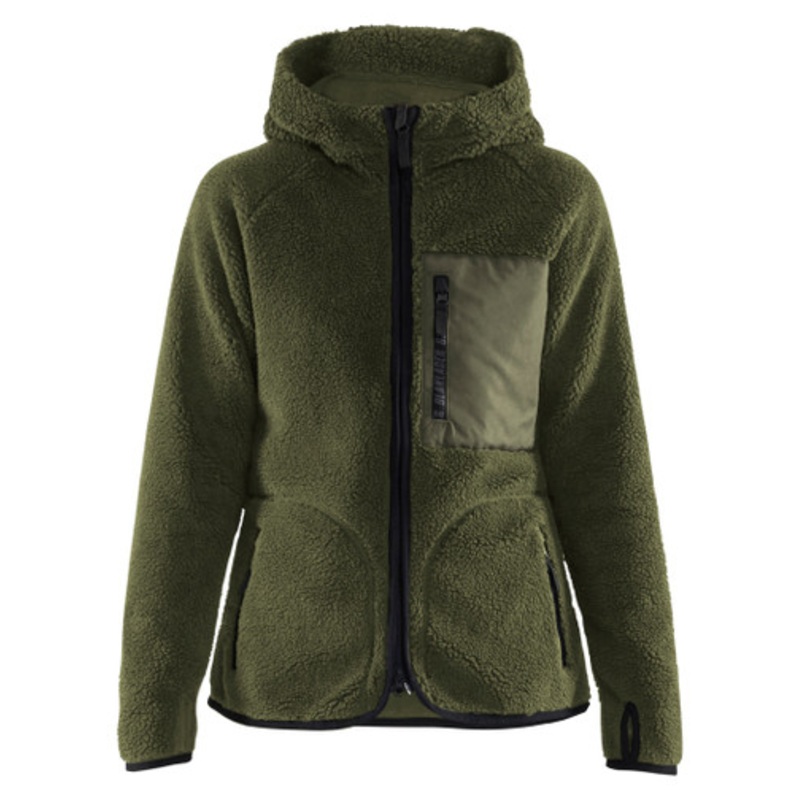 BLAKLADER Hoodie Jacket | 4727 Womens Autumn Green Jacket with Hood and Extended Back in Pile Lining