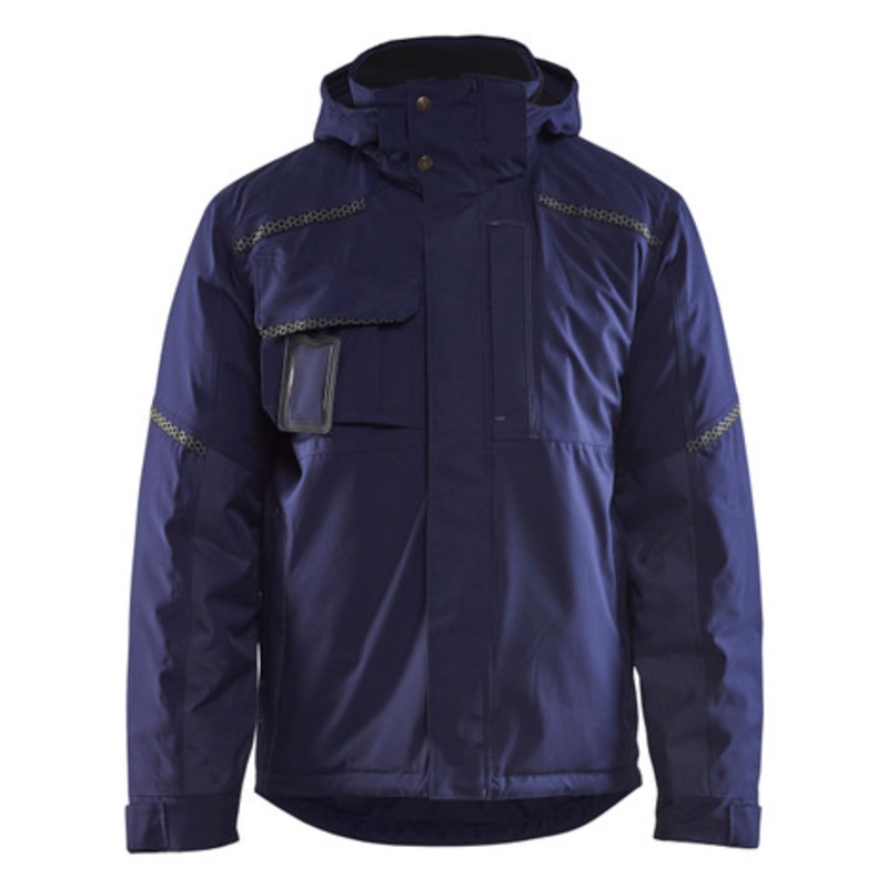 BLAKLADER Jacket | 4881 Mens Navy Blue Full Zip Winter Jacket in Polyester Waterproof